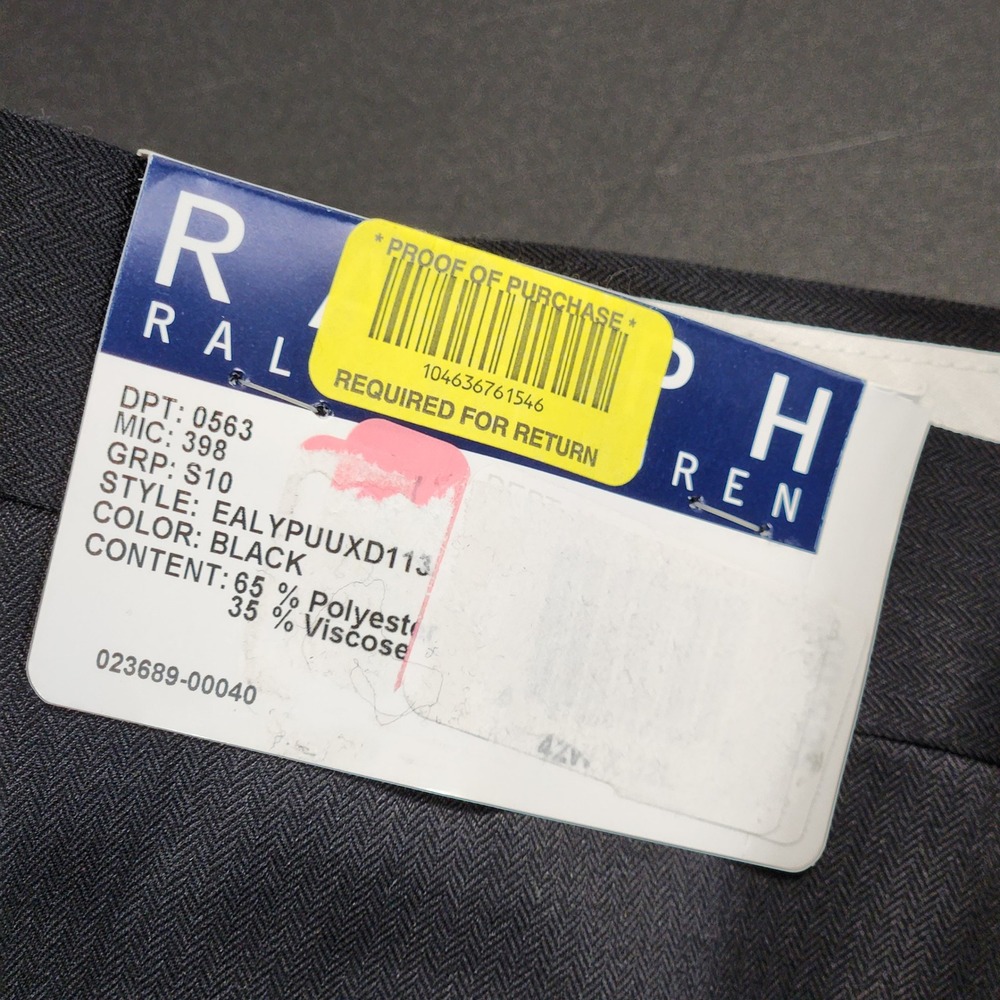 Ralph Lauren Mens Black‎ Herringbone Dress Pants P42W x 32L EALYPUUXD113 - Picture 5 of 9